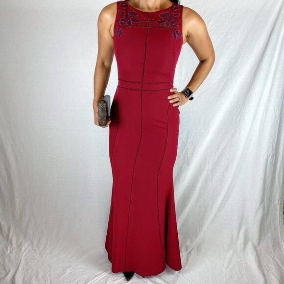 Marchesa Notte Burgundy Red Vine Formal Gown $995 - Picture 2 of 13